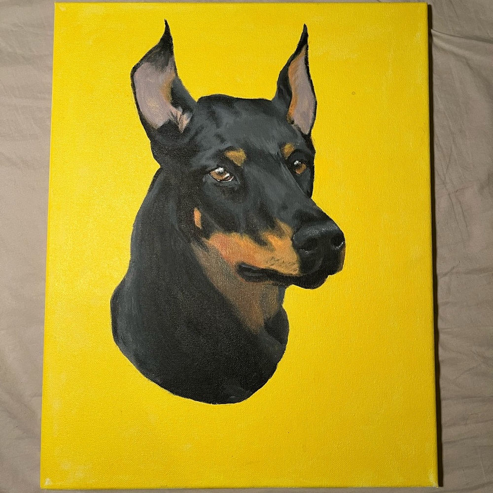 Dobermann Acrylic Canvas Painting Original 1 of 1